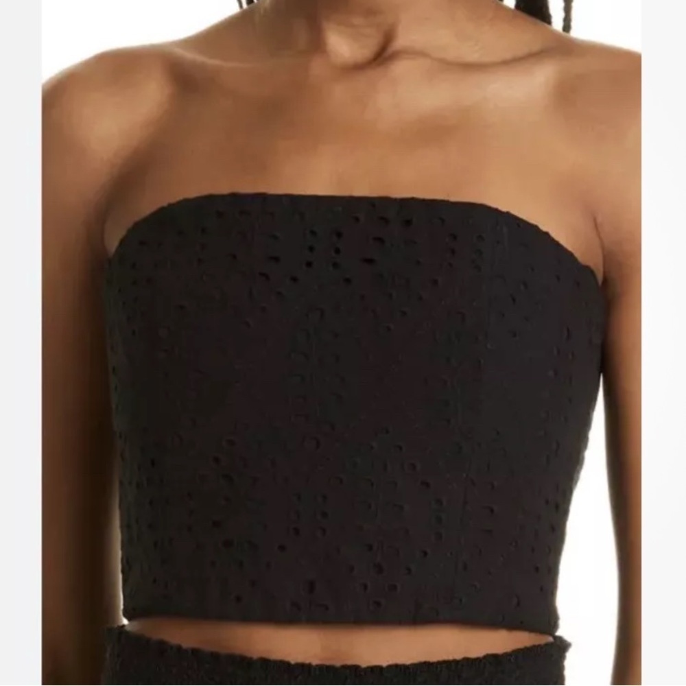 Alice + Olivia 6 Ceresi Black Eyelet Bandeau Strapless Cropped Top